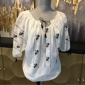 Bohemian Embroidered White Top